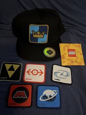 LEGO Black Logo Adult Baseball Hat w/ 6 Patches - Bionicle, Blacktron, more! New